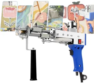 Carpet Tufting Machine,Cut Pile/Loop Pile 2-in-1 Electric Tufter,5-40 Needles/Second Adjustable Speed, 360° Rotating Ergonomic Handle,for Tufting Craft Lovers,Carpet/Tapestry DIY Tools,Blue
