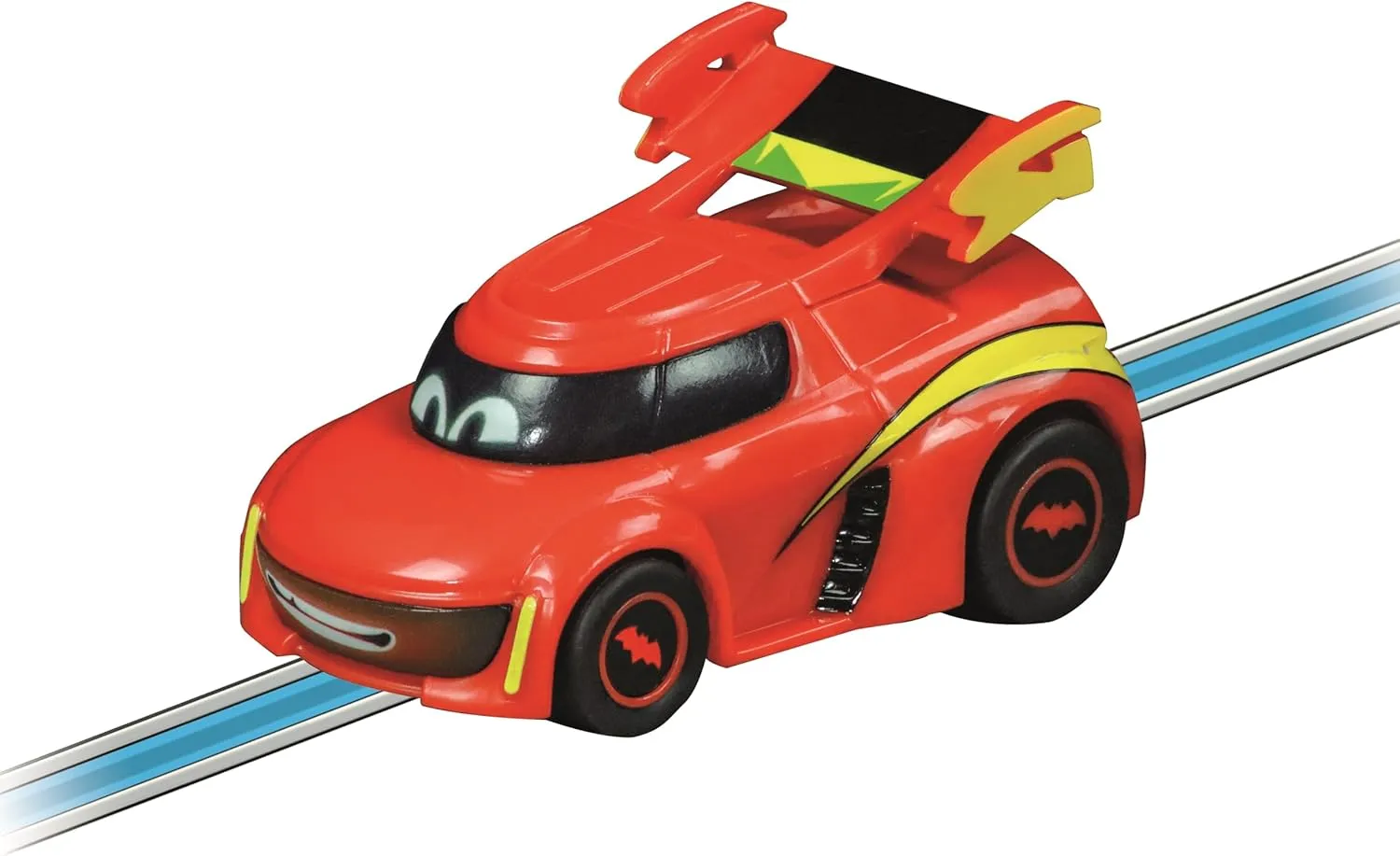 Carrera First Batwheels - Time for Action Slot Car Race Track with Spinners Includes Bam and Redbird Cars Battery-Powered Beginner Racing Set Kids Ages 3 Years Up