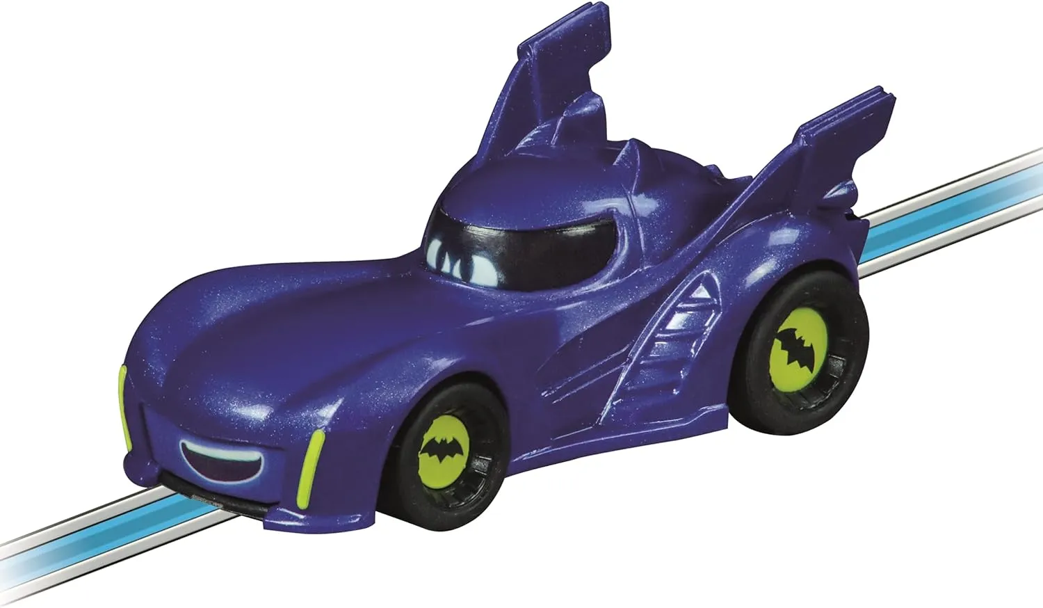 Carrera First Batwheels - Time for Action Slot Car Race Track with Spinners Includes Bam and Redbird Cars Battery-Powered Beginner Racing Set Kids Ages 3 Years Up