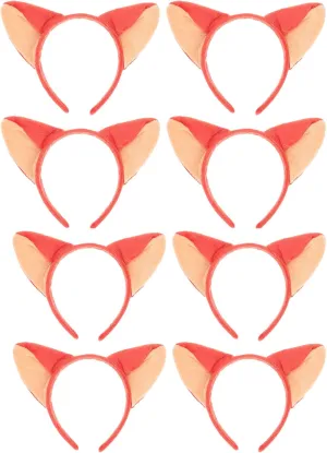 Cartoon Fox Animal Ear Headband - Plush Headwear for Girls Aged 5-12 Years Old, Halloween, Cosplay, Fancy Dress Party - Pink, Yellow