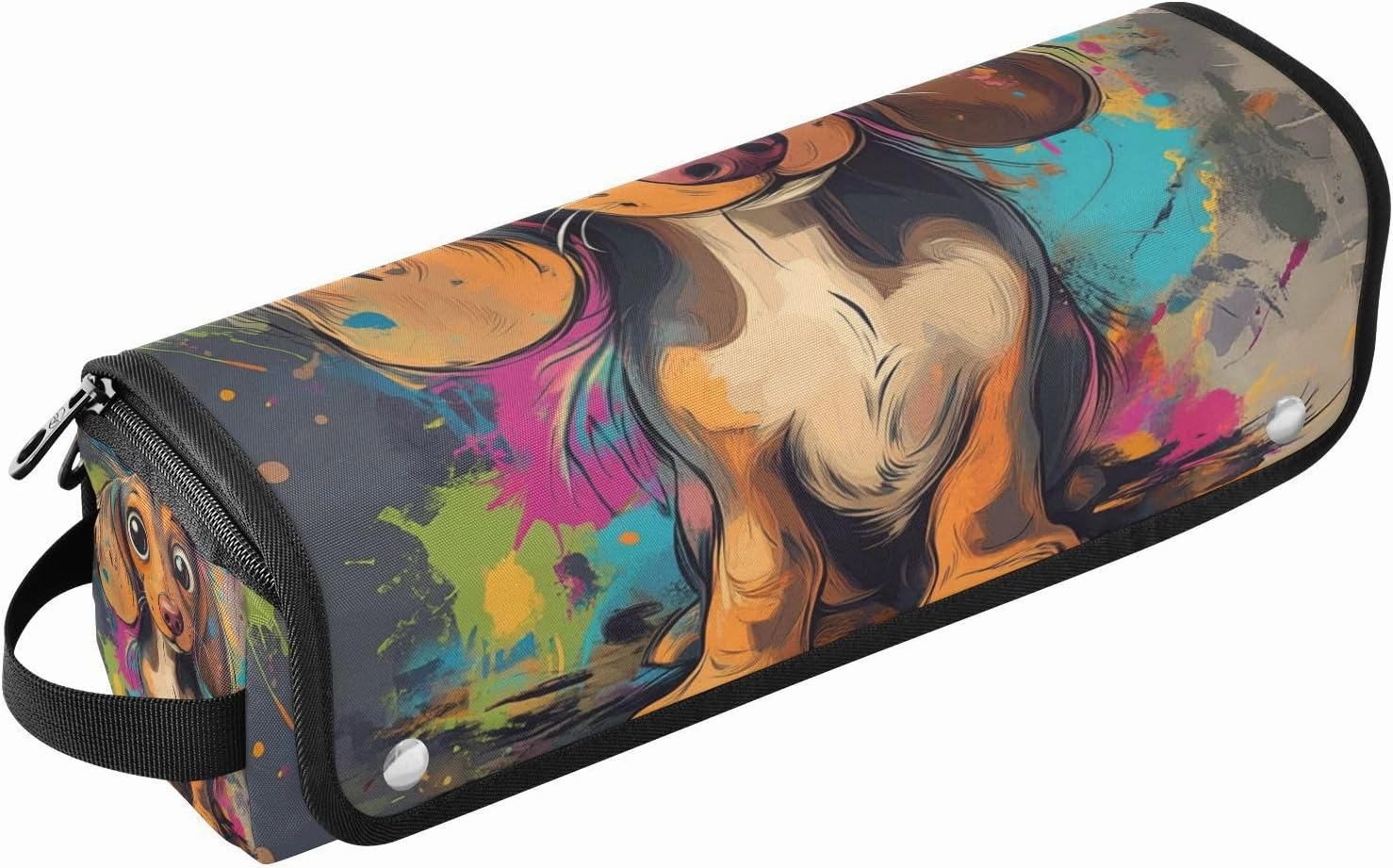 Cartoon Dog Art Painting Hair Tool Travel Bag with Iron Mat Waterproof Flat Curling Irong Travel Organizer for Curling Iron Straightener Flat Hair Dryer