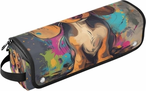 Cartoon Dog Art Painting Hair Tool Travel Bag with Iron Mat Waterproof Flat Curling Irong Travel Organizer for Curling Iron Straightener Flat Hair Dryer