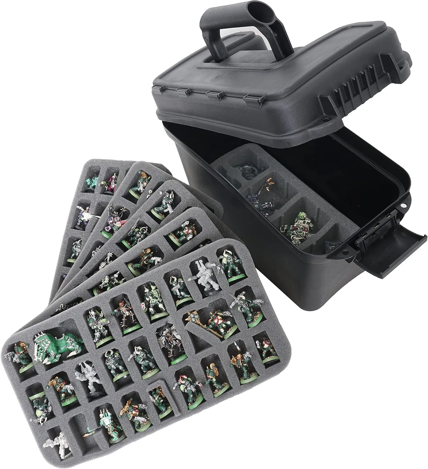 Case Club 123  Miniature Figurine Hard Shell Carrying Case - Fits Warhammer 40k, DND, Battletech, Citadel & More! This Tabletop Army Travel & Storage Case Will Organize Your D&D and Warhammer 40k Set
