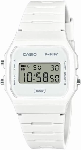 Casio F-91WB Series | Men’s Digital Watch | Turquoise | Bio-Based Resin Band | LED Backlight | Stopwatch | Daily Alarm | Auto Calendar | 12/24 Hour Format | Water Resistant