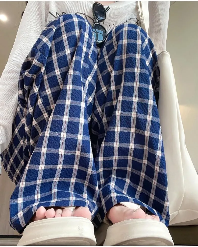 Casual Plaid Pants Y2K Goth Alt Baggy Pants Fairy Grunge Alternative Clothing Drawstring Fairycore Streetwear