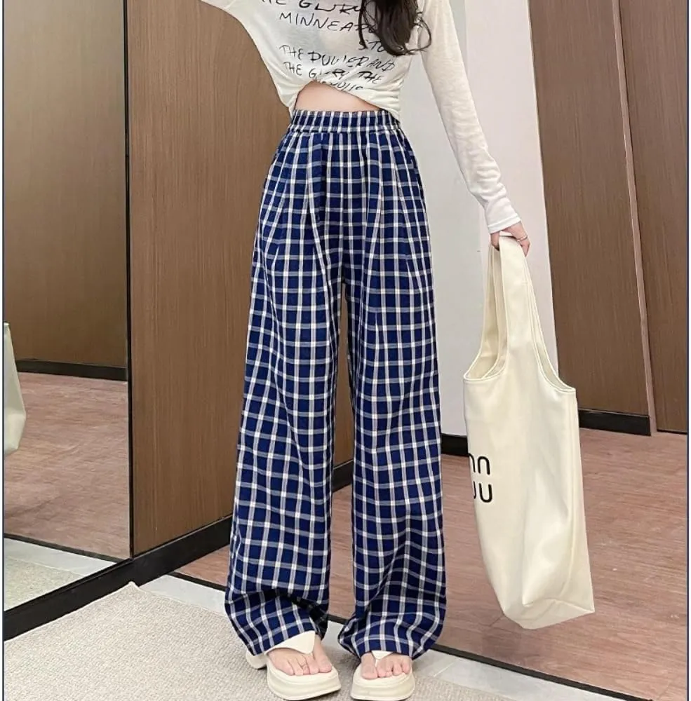 Casual Plaid Pants Y2K Goth Alt Baggy Pants Fairy Grunge Alternative Clothing Drawstring Fairycore Streetwear