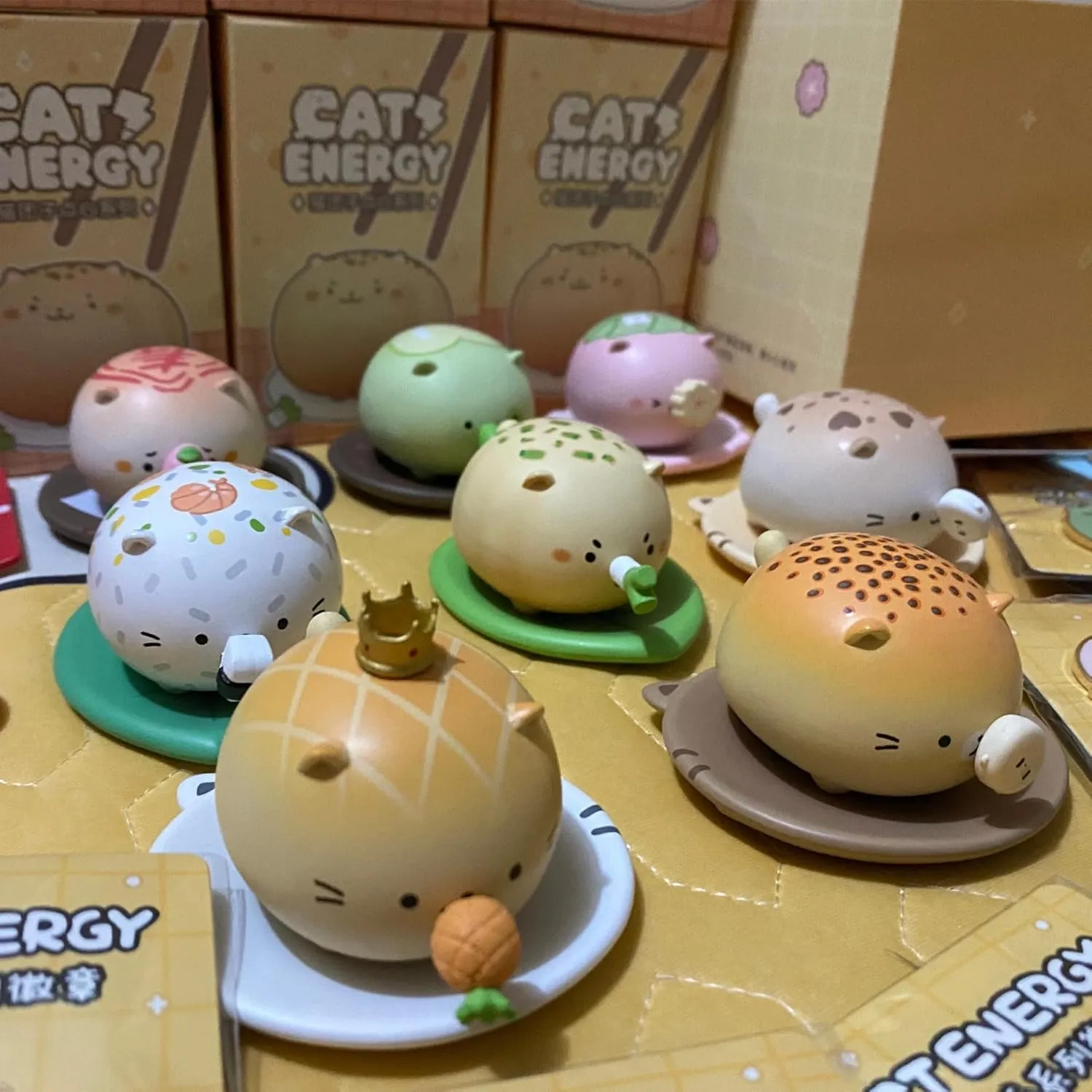 Cat Energy Snack Series 8PCs Cute Figures Collectible Toys Kawaii Birthday Gifts