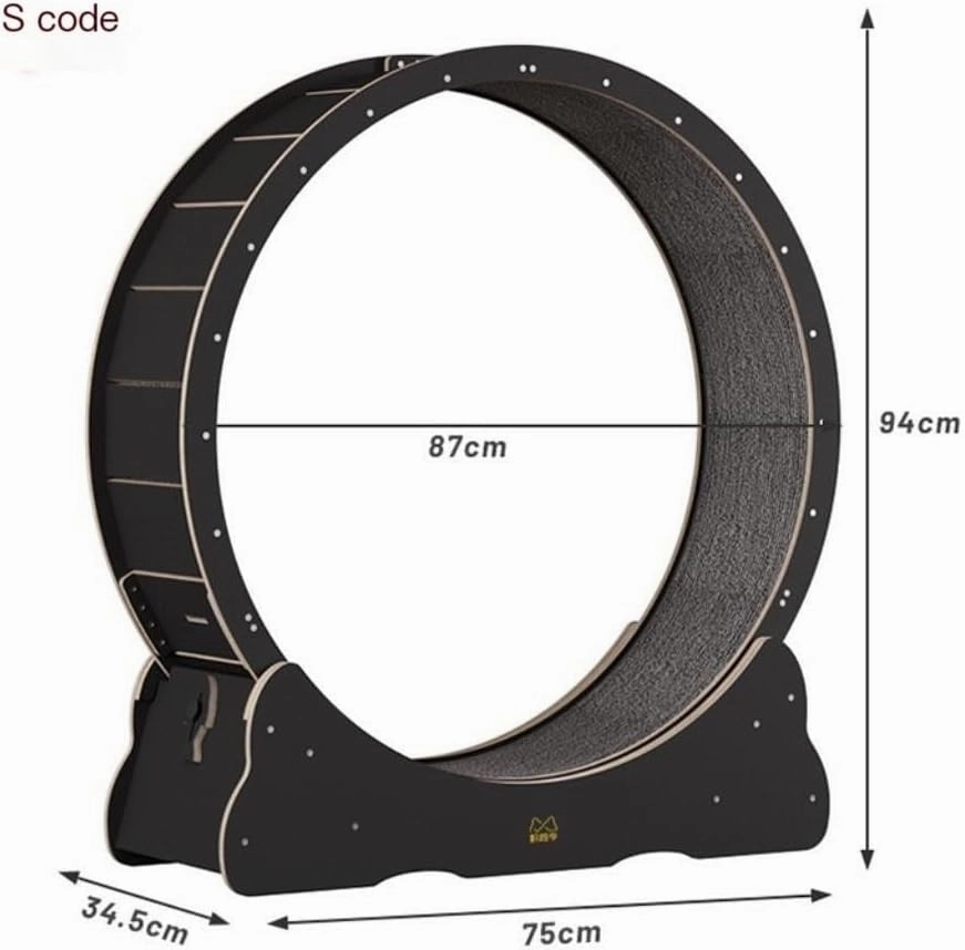 Cat Wheel Exerciser Cat Treadmill High-Fiber Board Silent No-Claw Cat Climbing Frame Pet Cat Toy Sports Fitness Running Wheel Daily Exercise for Cats(Black)