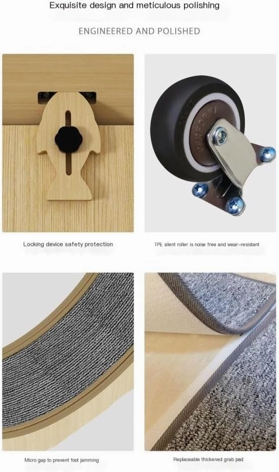 Cat Wheel Exerciser Cat Treadmill High-Fiber Board Silent No-Claw Cat Climbing Frame Pet Cat Toy Sports Fitness Running Wheel Daily Exercise for Cats(Black)