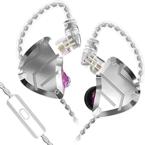 CCA C10 Pro in-Ear Monitors, HiFi 1DD 4BA Hybrid Five Drivers in-Ear Earphone, Zinc Alloy Shell Resin Cavity Wired Earbuds with 0.75mm CPin Gold Plated Detachable Cable (C10pro Purple with Mic)