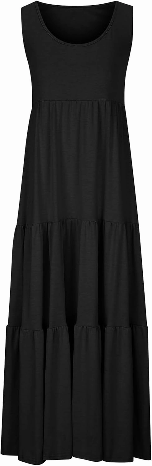Ceboyel Tank Dresses for Women 2024 Smocked Sleeveless Maxi Dress Beach Vacation Sun Dress Trendy Causal Resort Sundresses