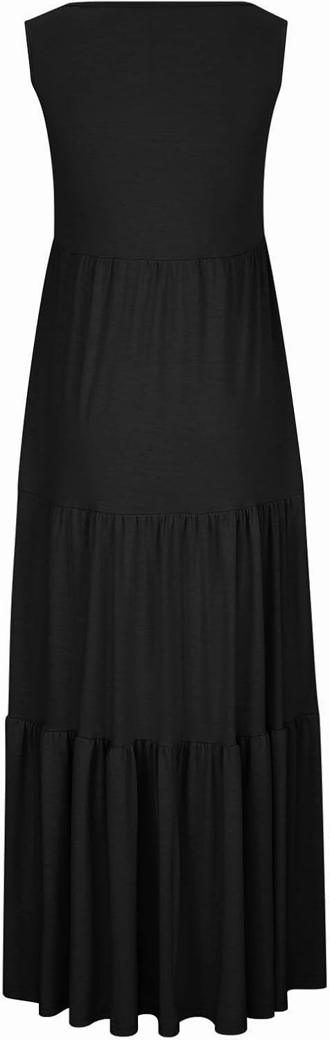 Ceboyel Tank Dresses for Women 2024 Smocked Sleeveless Maxi Dress Beach Vacation Sun Dress Trendy Causal Resort Sundresses