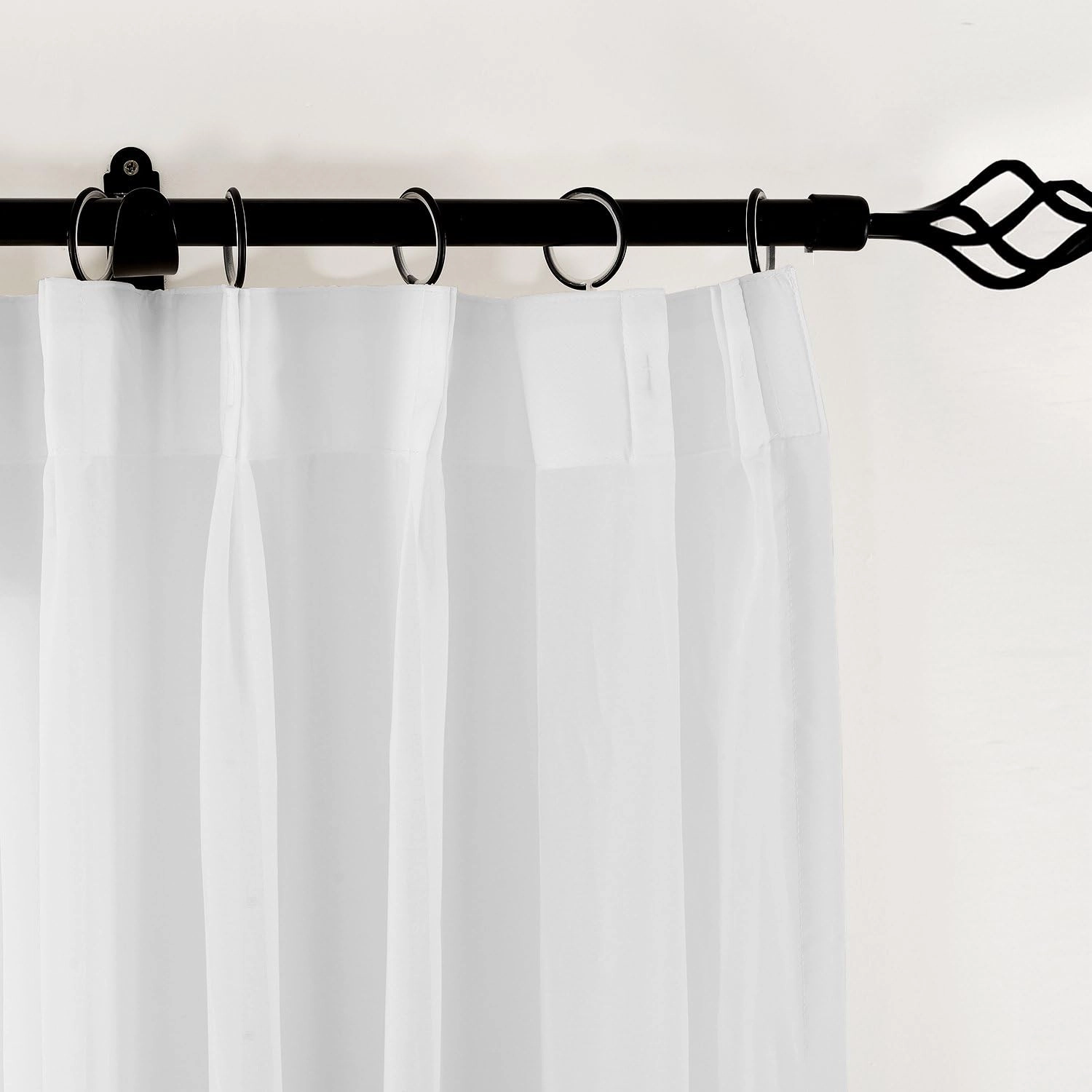 ChadMade Indoor Outdoor Solid Sheer Curtain Pinch Pleated White 150" W X 96" L Wide Opulent Voile Drapes (1 Panel)
