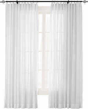 ChadMade Indoor Outdoor Solid Sheer Curtain Pinch Pleated White 150" W X 96" L Wide Opulent Voile Drapes (1 Panel)