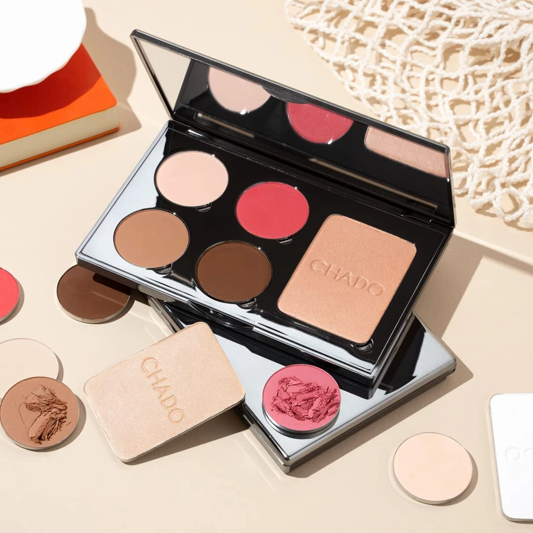 CHADO Monts & Merveilles Face Palette – Cream | Bronzer, Concealer, Contour, Blush, Setting Powder | Long Lasting | Face and Cheek Sculpting Palette | Refillable | Cruelty Free (Medium to Tan Skin)