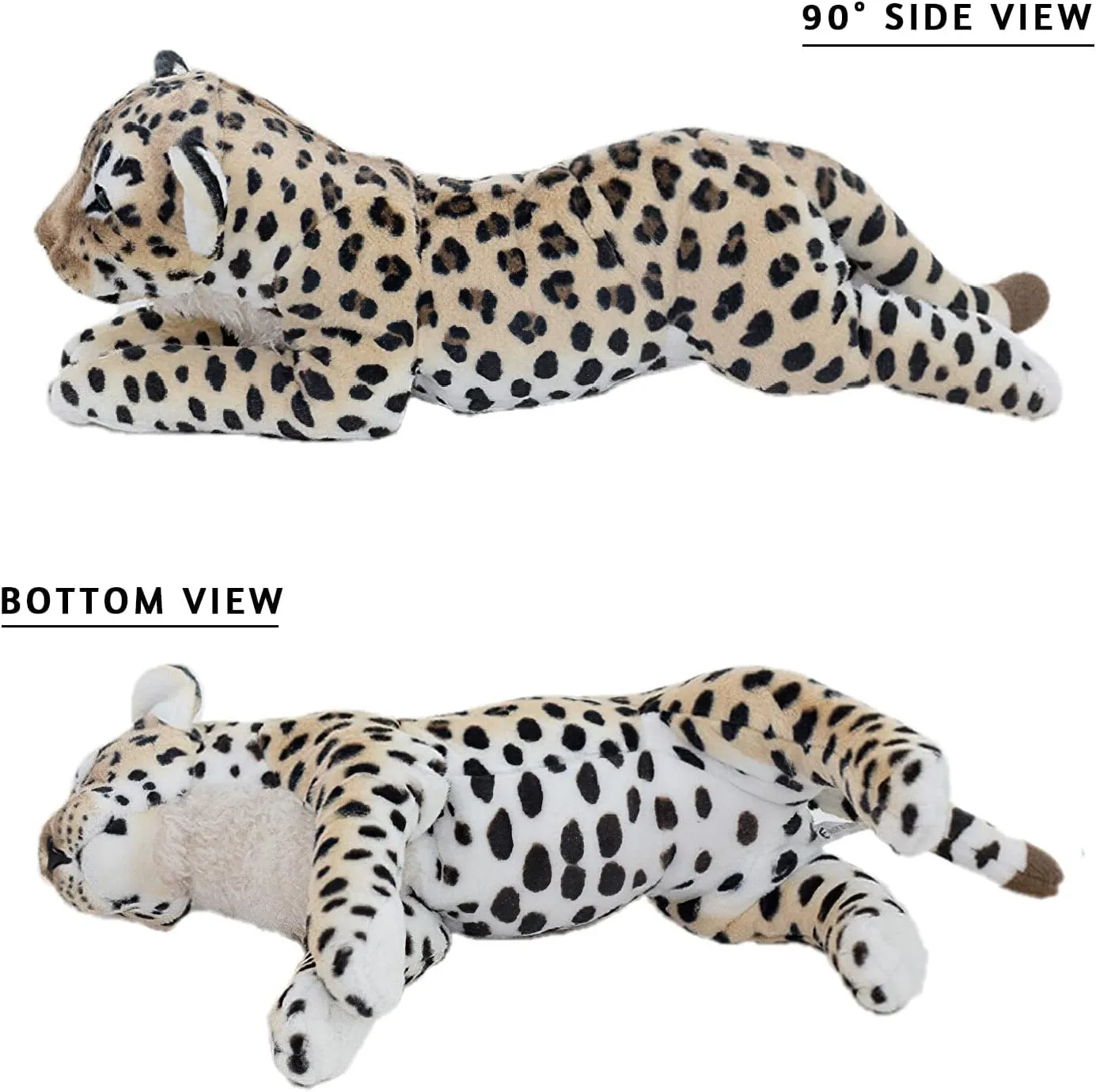 Cheetah Stuffed Animal, 15.8" Leopard Stuffed Animal Stuffed Cheetah Plush Toy Pillow Cheetah Stuffy Cute Giant Realistic Stuffed Jaguar Plush Birthday Gifts for Kids Girls