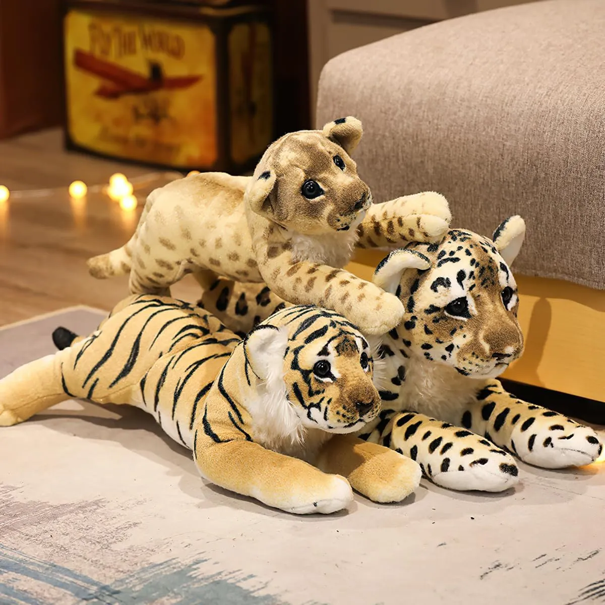 Cheetah Stuffed Animal, 15.8" Leopard Stuffed Animal Stuffed Cheetah Plush Toy Pillow Cheetah Stuffy Cute Giant Realistic Stuffed Jaguar Plush Birthday Gifts for Kids Girls