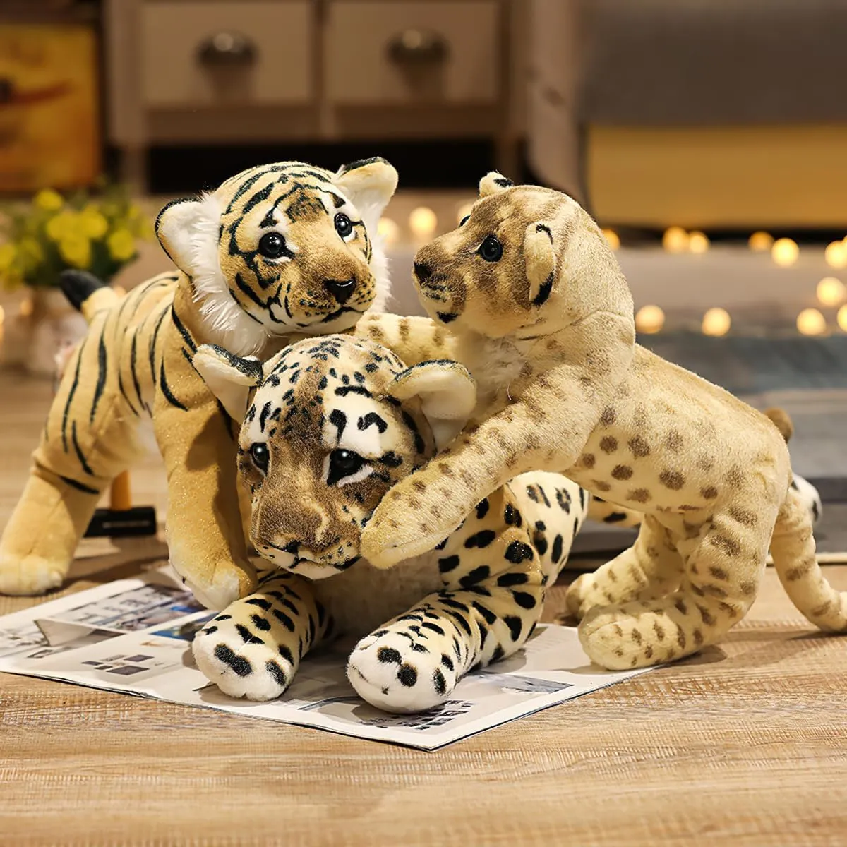 Cheetah Stuffed Animal, 15.8" Leopard Stuffed Animal Stuffed Cheetah Plush Toy Pillow Cheetah Stuffy Cute Giant Realistic Stuffed Jaguar Plush Birthday Gifts for Kids Girls