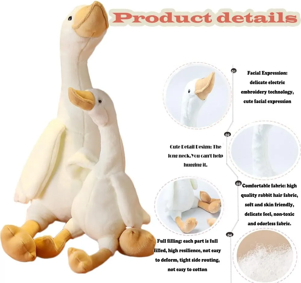 CHELEI2019 23.6" Goose Plush White Swan Stuffed Animal Toy Duck Plush Toy,Gifts for Kids