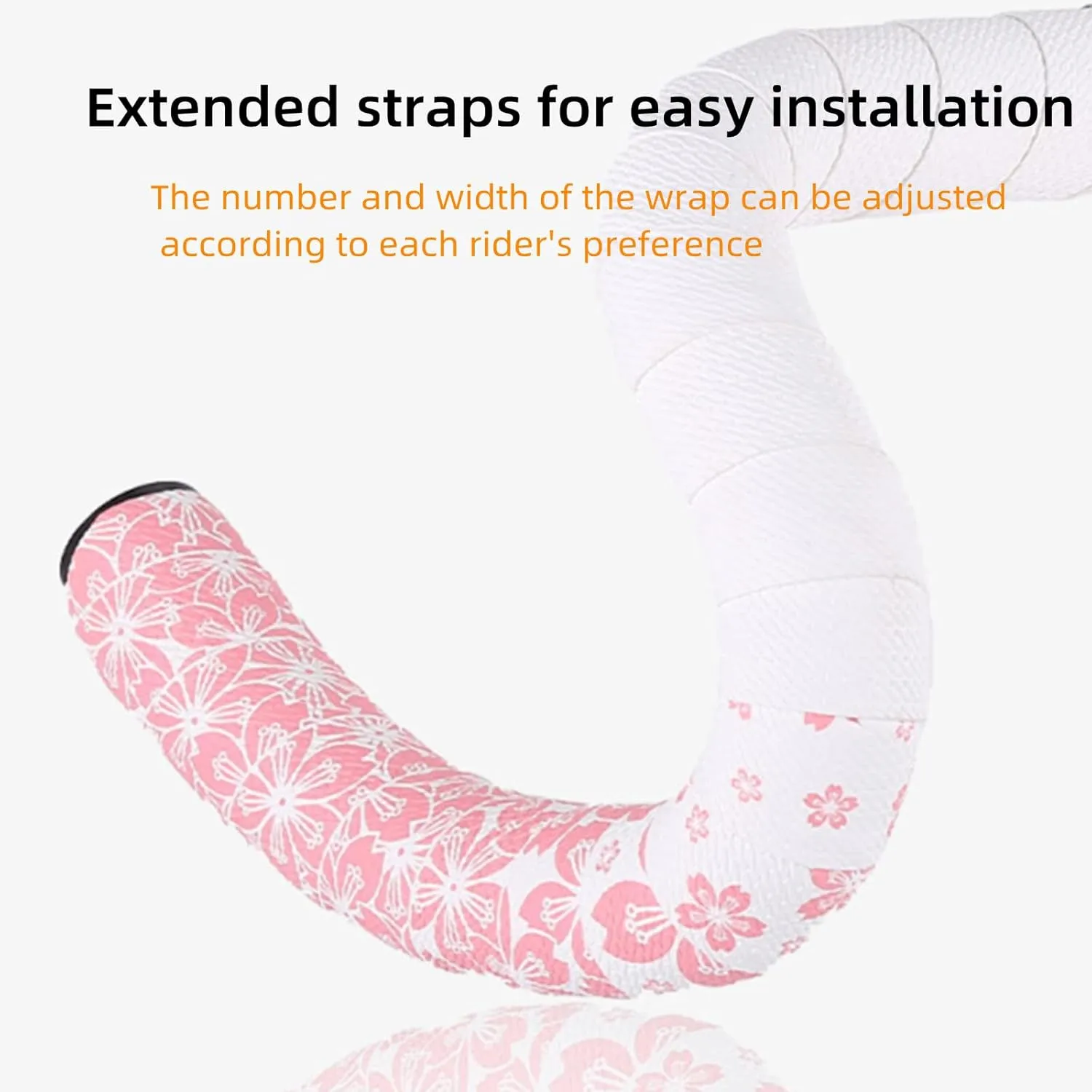 Cherry Blossom Highway Handlebar Belt Bicycle Handlebar Shock-Absorbing Anti-Slip Breathable and Wear-Resistant，Black Ground Powder Flower