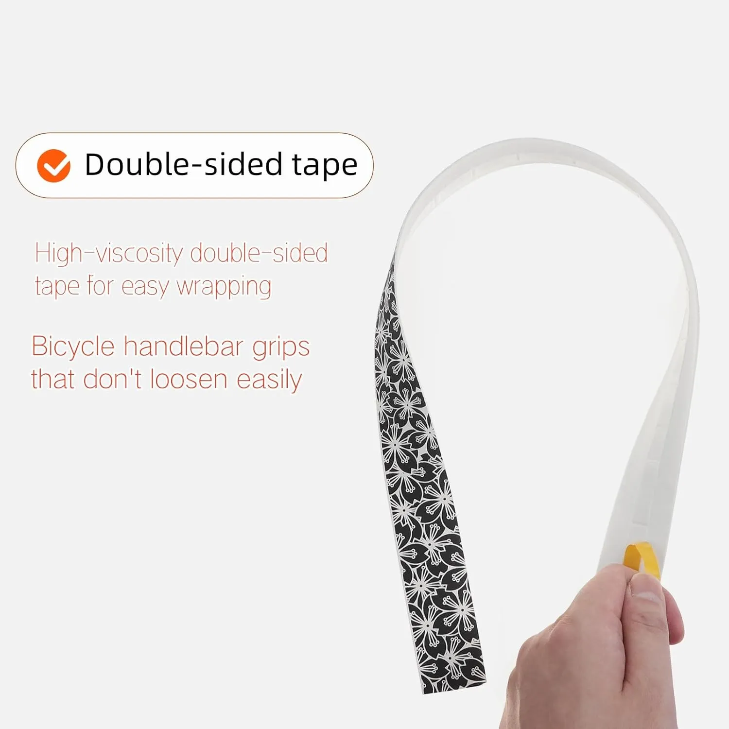Cherry Blossom Highway Handlebar Belt Bicycle Handlebar Shock-Absorbing Anti-Slip Breathable and Wear-Resistant，Cyan on White Background