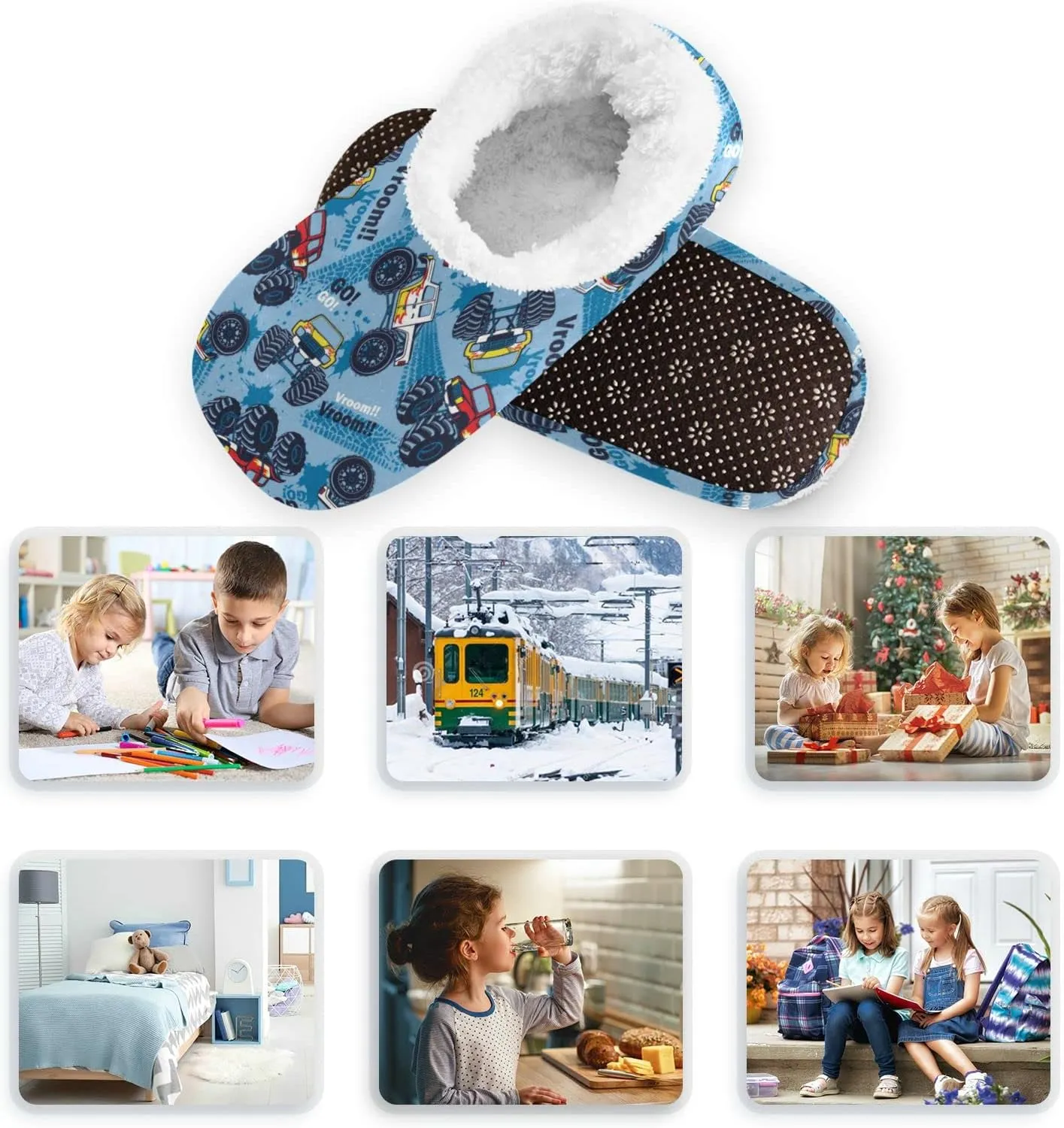 Christmas Boys Girls House Slippers Kids toddler Home Shoes Winter Indoor shoes XS