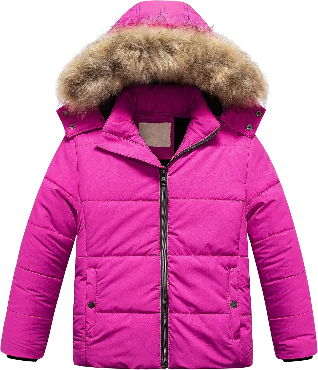 Chrisuno Girl's Water Resistant Winter Coats Warm Fleece Lined Outwear Ski Snow Jacket With Removable Hood