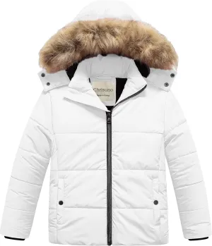 Chrisuno Girl's Water Resistant Winter Coats Warm Fleece Lined Outwear Ski Snow Jacket With Removable Hood
