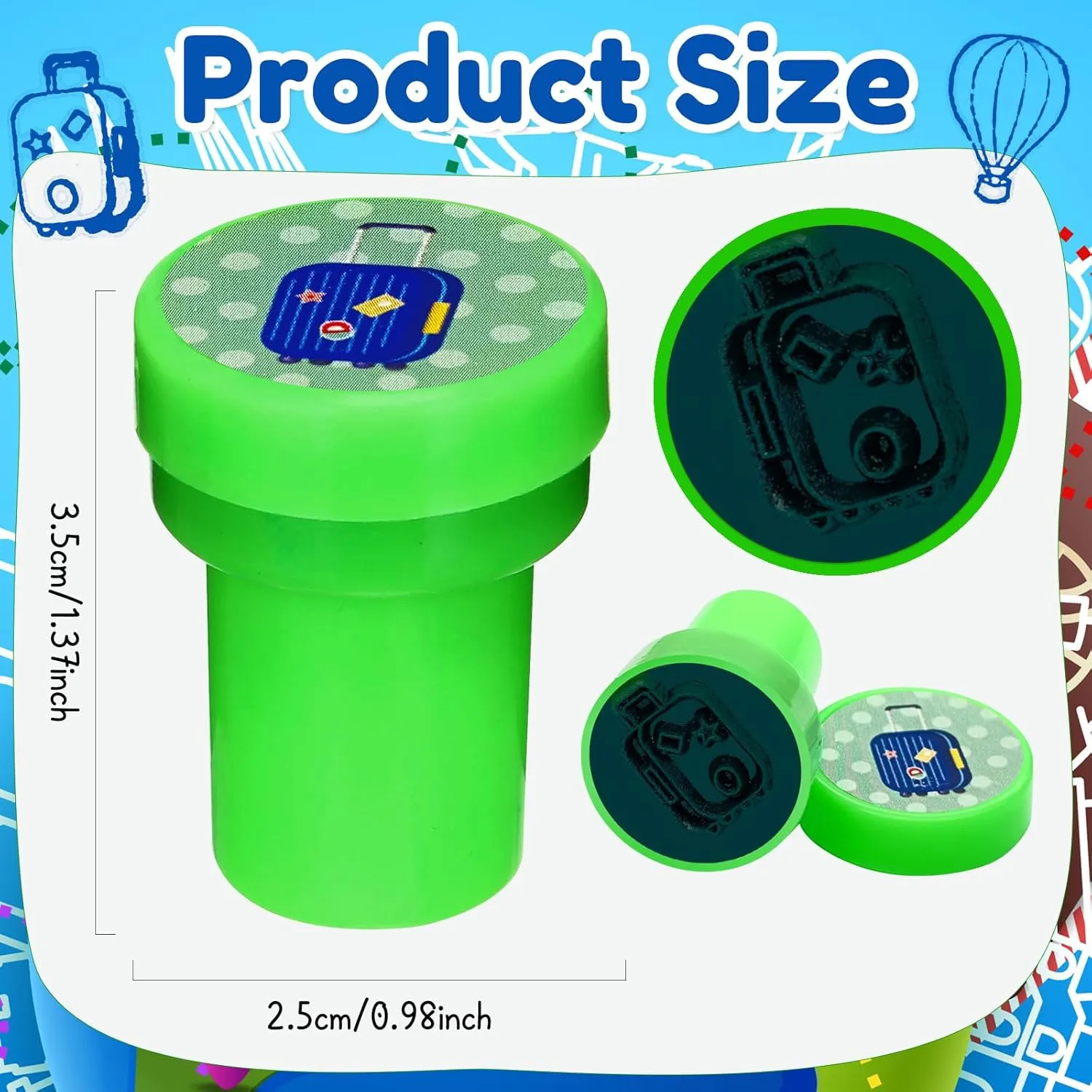 Cinrobiye 24 Pcs Adventure Travel Stampers for Boys Girls, Bon Voyage Birthday Party Supplies Favors, Classroom Rewards, Carnival Prizes, Goody Bag Pinata Fillers for Let the Adventure Begin Party