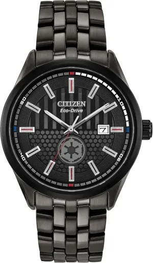 Citizen Men's Eco-Drive Star Wars Darth Vader Limited Edition Watch and Pin Box Set,Black Ion Plated Stainless Steel Watch, White Dial, 3 Hand, 41mm (Model: BM7255-61W)