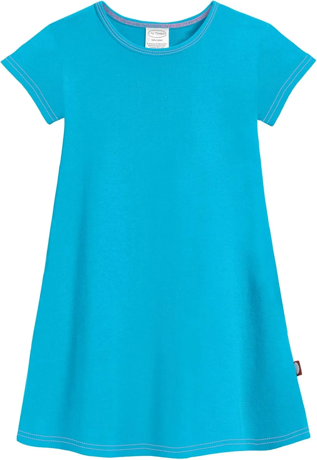City Threads Made in USA Baby Girls' Cotton Short Sleeve Cover Up Dress for Sensitive Skin SPD Sensory Friendly