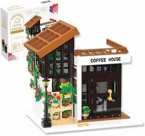 City Cafe Building Toy Set, Modular Coffee Shop Building Blocks Halloween Xmas Gift for Adult, Boy and Girls 14 , 1347pcs Mini Brick with LED