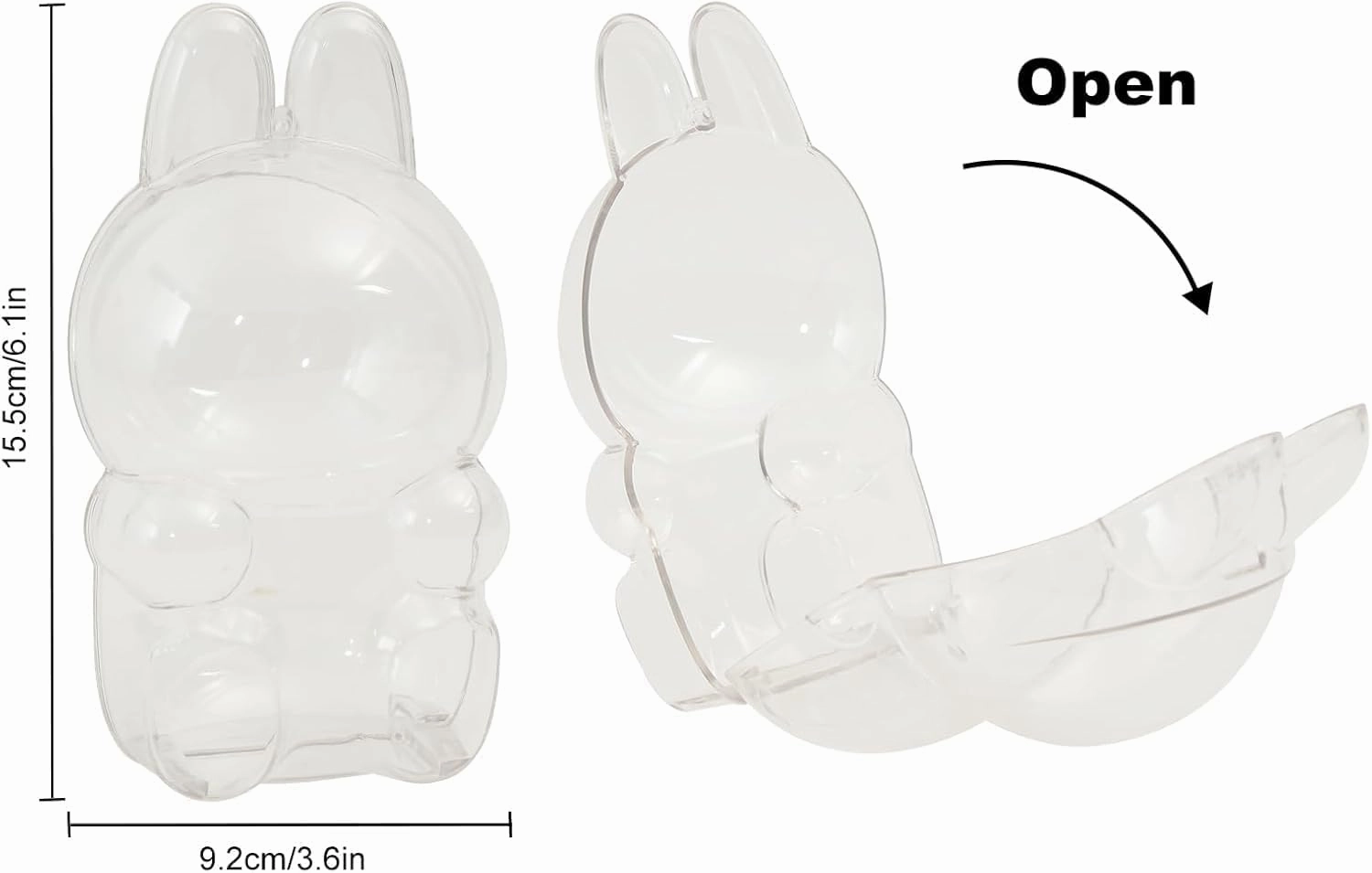 Clear Figure Display Bag with Keychain, Plastic Protective Cover Compatible with labubu case, Storage Transparent PVC Bag Hanging Mode（1 PC Sitting
