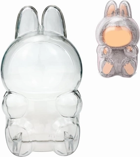 Clear Figure Display Bag with Keychain, Plastic Protective Cover Compatible with labubu case, Storage Transparent PVC Bag Hanging Mode（1 PC Sitting