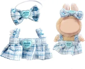 Clothes for 17cm Doll, Clothes Set & Outfit Set for La-bubu Doll, Stylish Adorable Dolls Clothes Accessories，Premium Fashion Dresses，Luxury Chic Doll Clothing (No Doll) (Blue min)