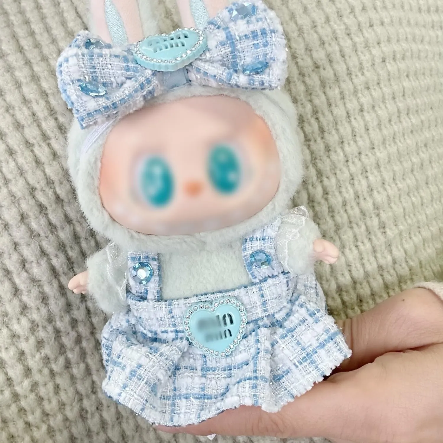 Clothes for 17cm Doll, Clothes Set & Outfit Set for La-bubu Doll, Stylish Adorable Dolls Clothes Accessories，Premium Fashion Dresses，Luxury Chic Doll Clothing (No Doll) (Blue min)