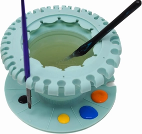 Collapsable Paint Brush Cleaner Rinse Cup (All-in-One) Fine Art, Studio, Classroom | Brushes Holder & Silicone Cleaning System for Acrylic, Watercolor, and Water-Based Mediums (Green)