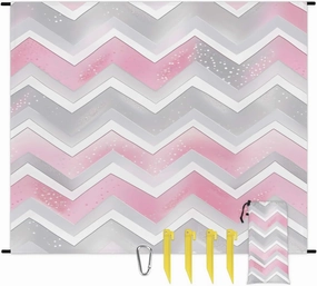 Colorful Chevron Beach Blanket, Sandproof Beach Mat, 68 x 59 Waterproof Quick Drying Sand Free Mat with 4 x Ground Spikes for Outdoor Travel Camping Hiking, Chevron Design