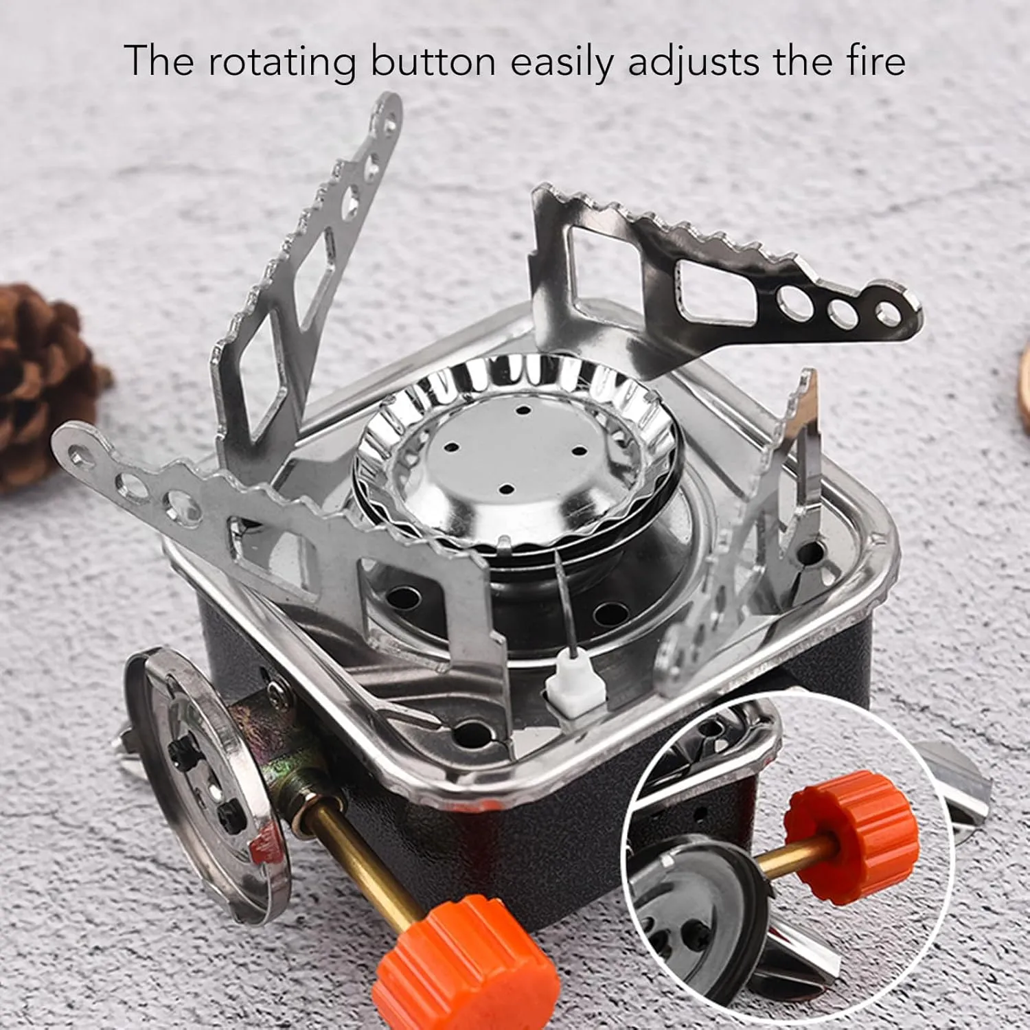 Compact Lightweight Camping Stove, Stable Support Wind Portable Gas Stove, Easy to Carry for Outdoor Hiking, Picnic, or Camping (Square with Tube Buckle)