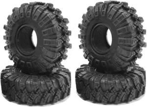 Compatible with Axial for SCX24 for Gladiator for Bronco 1/24 RC Crawler Car 4PCS 62mm 1.0 Inch Wheel Tires Soft Mud for Terrain Tyres RC Wheel Tires