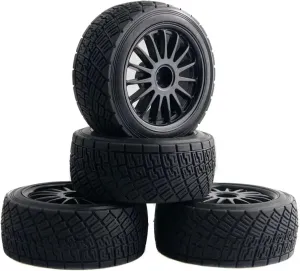 Compatible with HPI WR8 for Flux for Rally 3.0 110697 94177 1/10 RC CAR Part 4PCS 2.2 Inch Wheel Rims Hub and 80MM Tires Tyre RC Wheel Tires(Black)