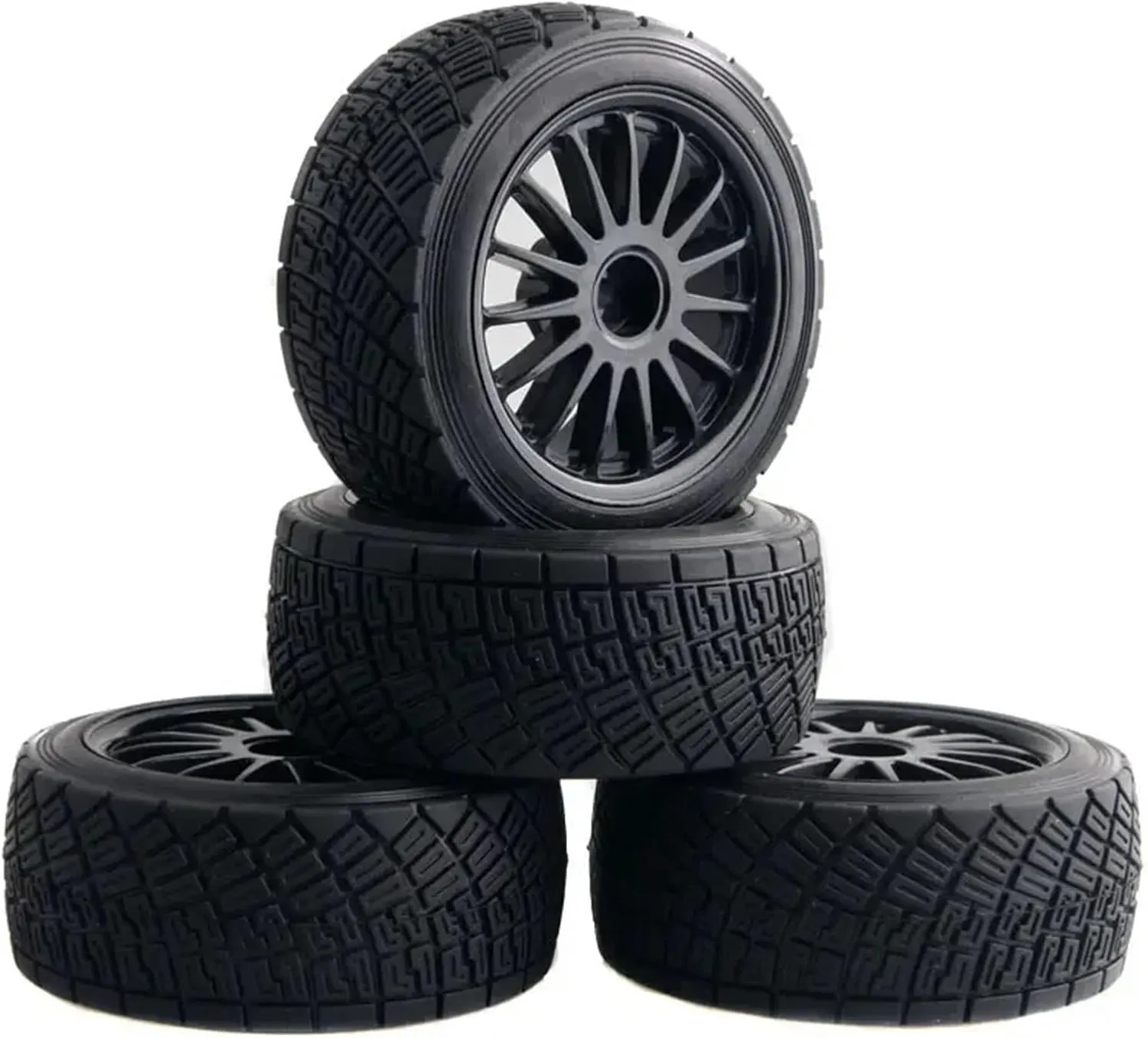 Compatible with HPI WR8 for Flux for Rally 3.0 110697 94177 1/10 RC CAR Part 4PCS 2.2 Inch Wheel Rims Hub and 80MM Tires Tyre RC Wheel Tires(Black)