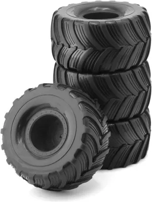 Compatible with Losi for Mini for LMT 1/10 RC Car Upgrade Parts for Monster Truck for Buggy Rubber Tires 4Pcs 100Mm Tires 12Mm Hex RC Wheel Tires(Black)