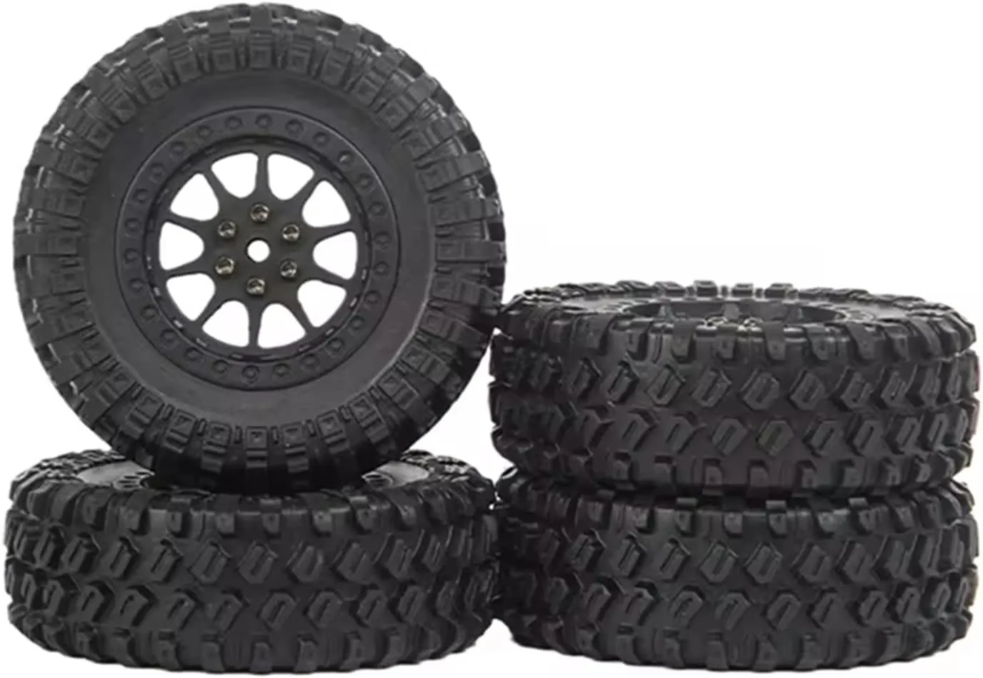 Compatible with MN D90 D99S for MN-90 MN91 MN98 MN99S for WPL C14 C24 C34 B14 B24 4Pcs 70Mm Tire Tyres Wheel RC Car Upgrade Accessories RC Wheel Tires(Black)