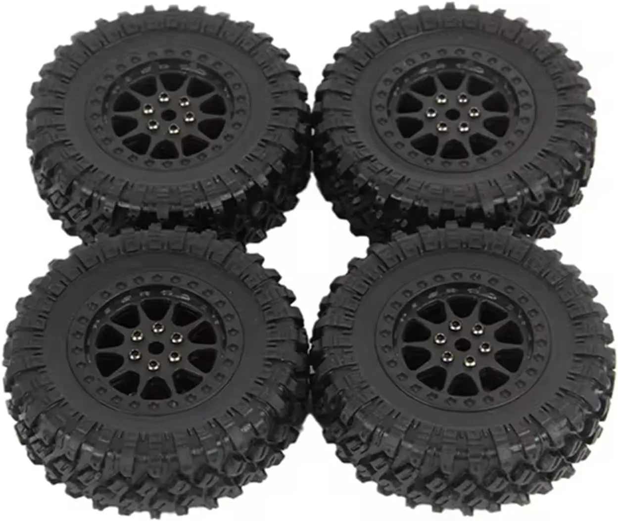 Compatible with MN D90 D99S for MN-90 MN91 MN98 MN99S for WPL C14 C24 C34 B14 B24 4Pcs 70Mm Tire Tyres Wheel RC Car Upgrade Accessories RC Wheel Tires(Black)