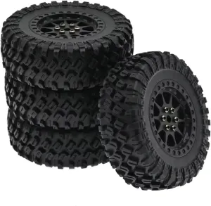 Compatible with MN D90 for MN98 for MN99S MN45 for MN82 for WPL C14 C24 C34 B14 B16 B24 RC Car Parts Aluminum Alloy 70mm Tire Tyres Wheel RC Wheel Tires(Black)