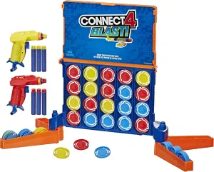 Connect 4 Blast! Game; Powered by Nerf; Includes Nerf Blasters and Nerf Foam Darts; Game for Kids Ages 8 and up