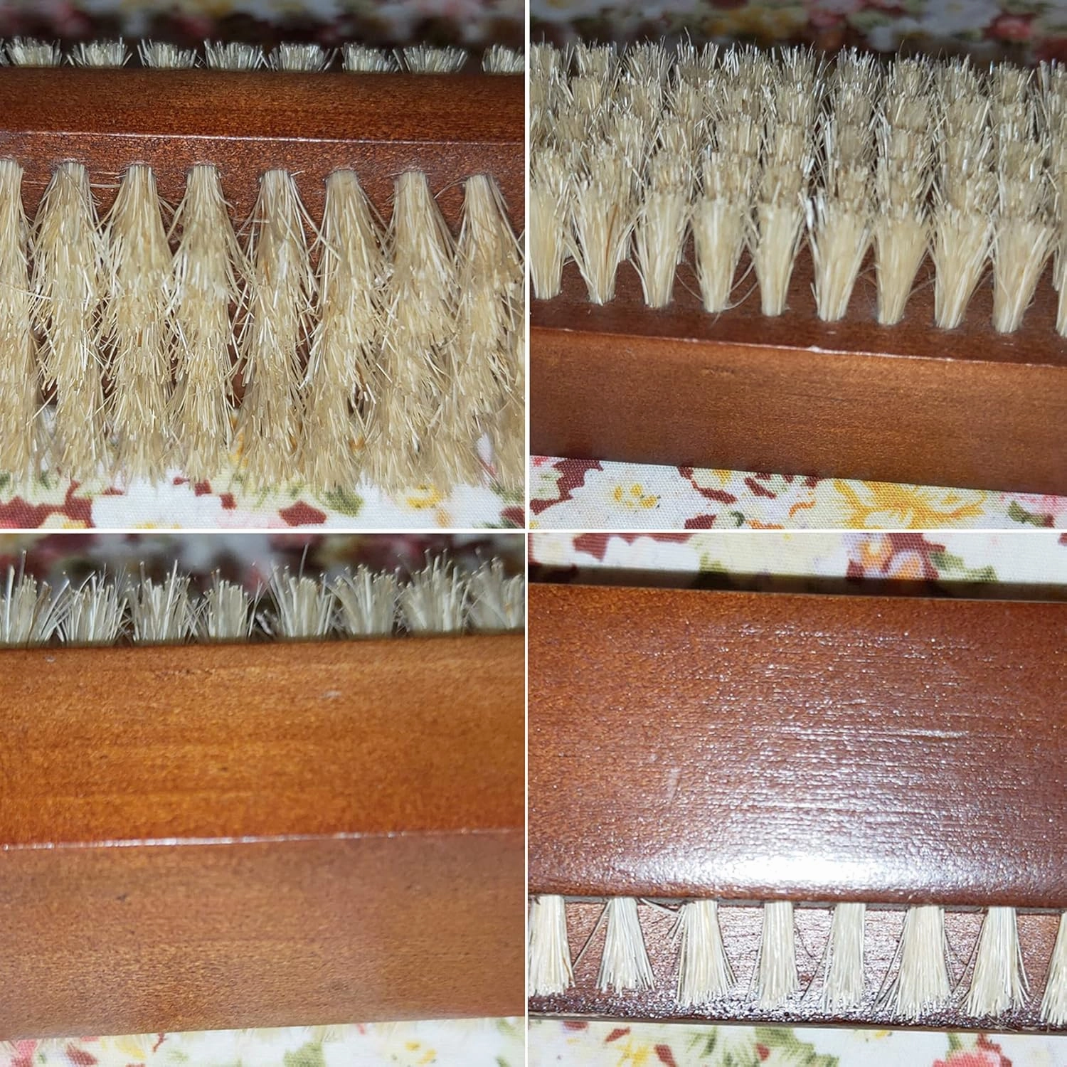 Coralpearl Wooden Nail Brush Cleaner Rosewood Two Sided in Natural 100% Boar Bristle for Cleaning Hand Finger Foot Toe, Fingernail Toenail Scrub Brush for Men Women Kids Manicure Pedicure Care (2)