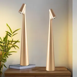 Cordless Small Table Lamps Set of 2,3 Levels Brightness Portable Desk Lamp,Rechargeable Battery Lights for Outdoor, Restaurant, Bedside, Baby Night Light,Gifts(Gold)