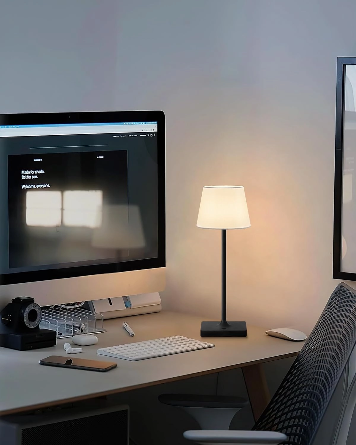 Cordless Portable Touch Table Lamp Set of 2, 4000mAh Rechargeable Battery Powered Dimmable LED Desk Lamps Fabric Lampshde, Modern Baby Night Light for Restaurant, Bedroom (Gold 14.5")